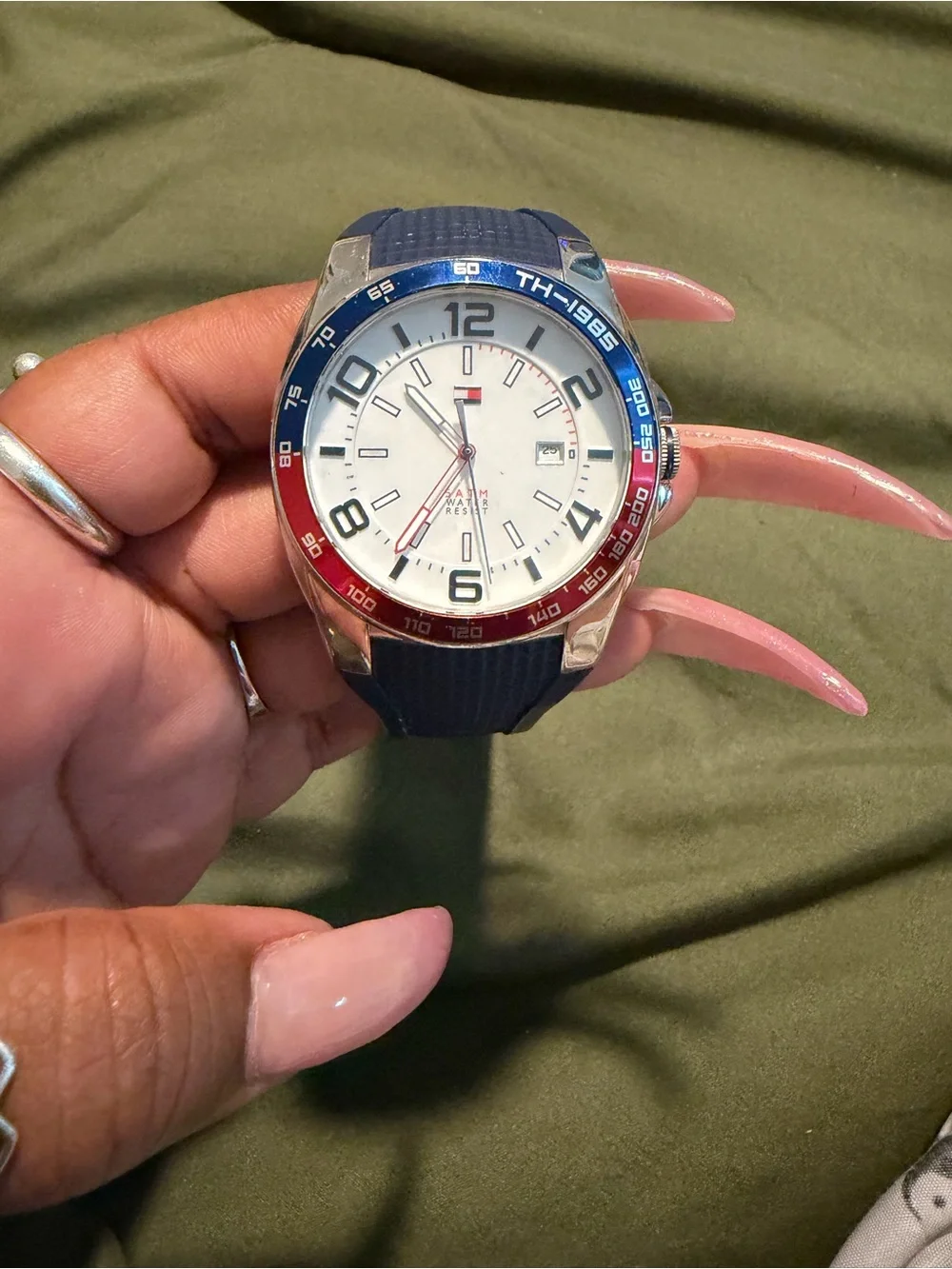 Tommy Hilfiger Men's Navy, Red & White Sport Watch